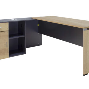 Commercial desk reversible Lotus  pakoworld oak-dark grey color 180x160x75cm