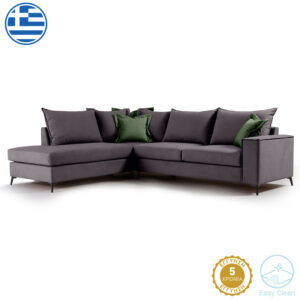 Corner sofa Boston pakoworld right corner fabric dark grey-dark green 290x235x95cm