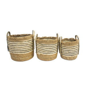 Deco basket Broza Inart set 3 pieces natural straw