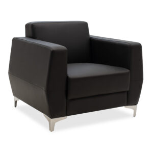 Dermis armchair pakoworld inox with pu in black colour 88x75x75cm