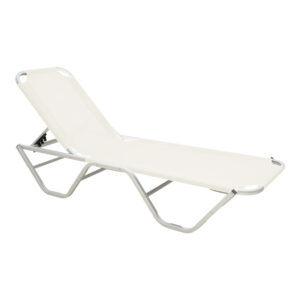 Dessie deckchair pakoworld aluminum stackable textilene off-white 56x188x30cm