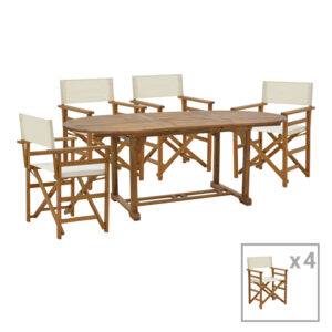 Dining room Bistrual-Sopho pakoworld set of 5 expandable natural solid acacia wood 200/150x100x75cm