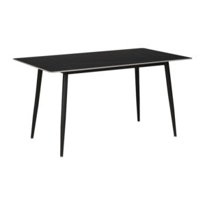 Dining table Gustas pakoworld black marble sintered stone -black metal  leg 120x60x75cm