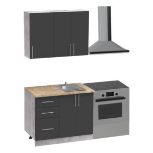 Festa I kitchen unit pakoworld melamine in dark grey and sonoma color 100x60x85cm