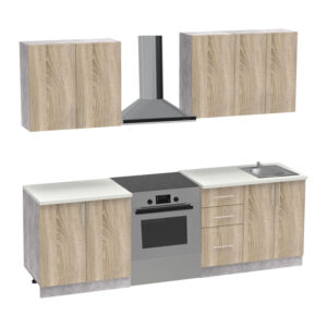 Festa V kitchen unit pakoworld melamine in sonoma color 160x60x85cm