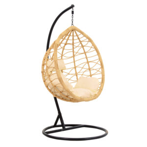 Hudson pakoworld swing hanging metal black-pp natural-cushion beige 109x119x195cm