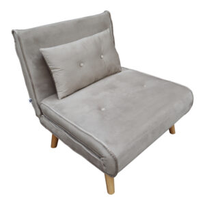 Josuane armchair-bed pakoworld gray velvet and natural wood leg 77x80x81cm