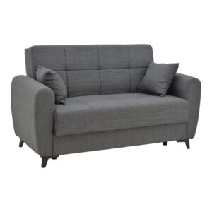 Sofa-bed with storage two-seater Lincoln pakoworld charcoal fabric 165x85x90cm