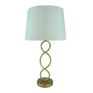 Table lamp Grezial Inart E27 gold metal-white fabric D33x60cm