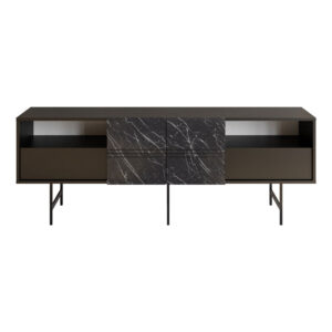 Tv stand Kevan pakoworld marble black-black leg 180x35x65cm