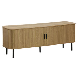 Tv stand-Medium size buffet Scandi pakoworld MDF natural color with black metal legs 150x45x57.5cm