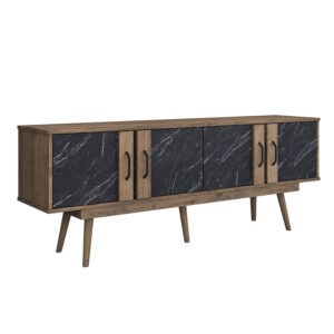 Tv stand Suckie I pakoworld walnut-black marble look melamine-walnut pp leg