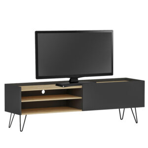 Tv stand Veronica pakoworld in dark grey-natural 120x33x49