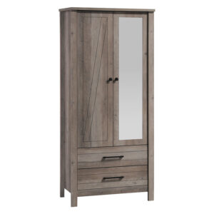 Wardrobe Tara pakoworld 2 doors rustic oak with mirror 84