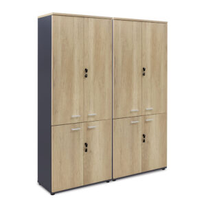 Wardrobes Lotus pakoworld with 4 doors in oak-dark grey color 160x40x200cm