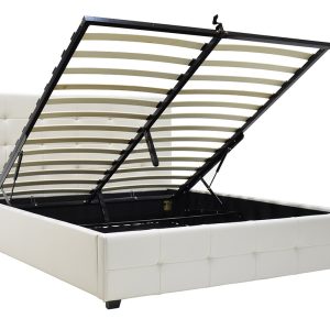006 000016 2 3 Double bed Roi pakoworld PU with storage space in white matte 160x200Indoor furniture > Beds
