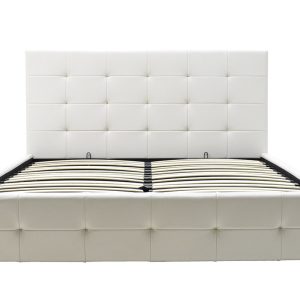 006 000016 3 3 Double bed Roi pakoworld PU with storage space in white matte 160x200Indoor furniture > Beds
