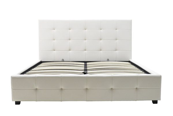 006 000016 3 3 Double bed Roi pakoworld PU with storage space in white matte 160x200Indoor furniture > Beds