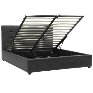 006 000017 2 2 Double bed Roi pakoworld PU with storage space in black matte 160x200Indoor furniture > Beds