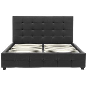 006 000017 3 2 Double bed Roi pakoworld PU with storage space in black matte 160x200Indoor furniture > Beds