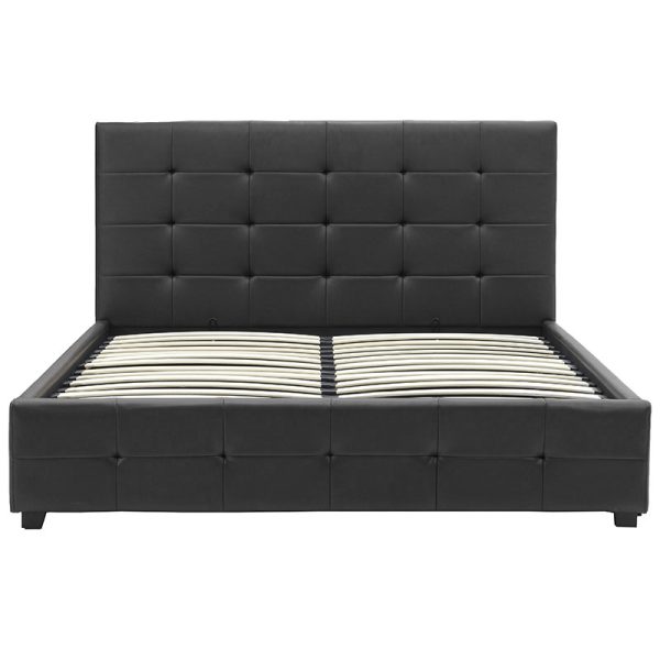 006 000017 3 2 Double bed Roi pakoworld PU with storage space in black matte 160x200Indoor furniture > Beds