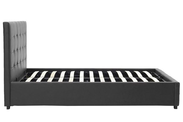 006 000017 4 2 Double bed Roi pakoworld PU with storage space in black matte 160x200Indoor furniture > Beds