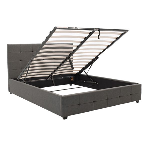 006 000018 2 4 Double bed Roi pakoworld with storage space dark in grey fabric 160x200cmIndoor furniture > Beds