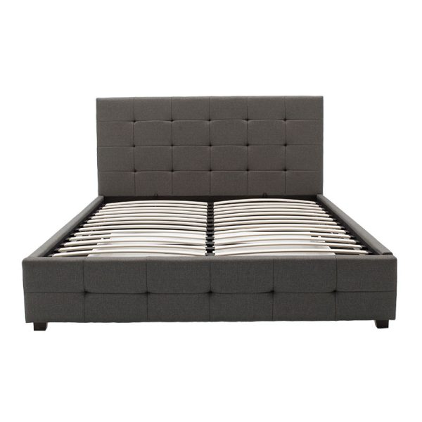 006 000018 3 4 Double bed Roi pakoworld with storage space dark in grey fabric 160x200cmIndoor furniture > Beds