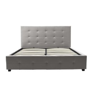 006 000045 2 3 Double bed Roi pakoworld pu with storage space in grey matte 160x200cmIndoor furniture > Beds
