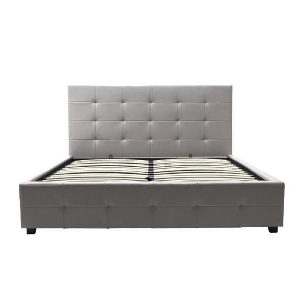 006 000045 2 3 Double bed Roi pakoworld pu with storage space in grey matte 160x200cmIndoor furniture > Beds