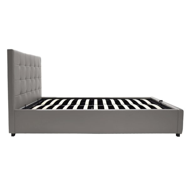 006 000045 3 3 Double bed Roi pakoworld pu with storage space in grey matte 160x200cmIndoor furniture > Beds