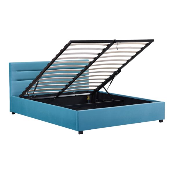 006 000049 3 4 Double bed Molito pakoworld velvet in petrol color with storage160x200cmIndoor furniture > Beds