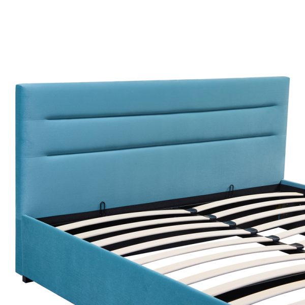 006 000049 4 4 Double bed Molito pakoworld velvet in petrol color with storage160x200cmIndoor furniture > Beds