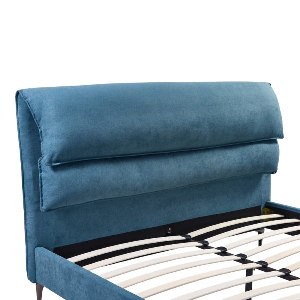 006 000052 4 3 Double bed Aryna pakoworld fabric in petrol color 160x200cmIndoor furniture > Beds