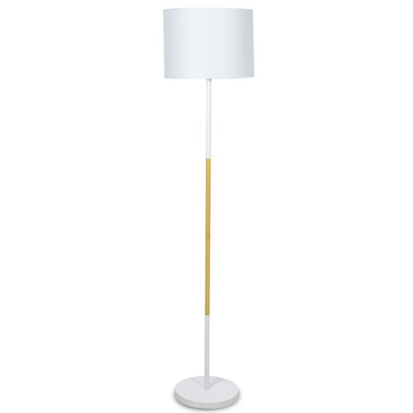 009 000038 12 Metal floor lamp Oliver pakoworld Ε27 with white shade D33x149cmLighting > Floor