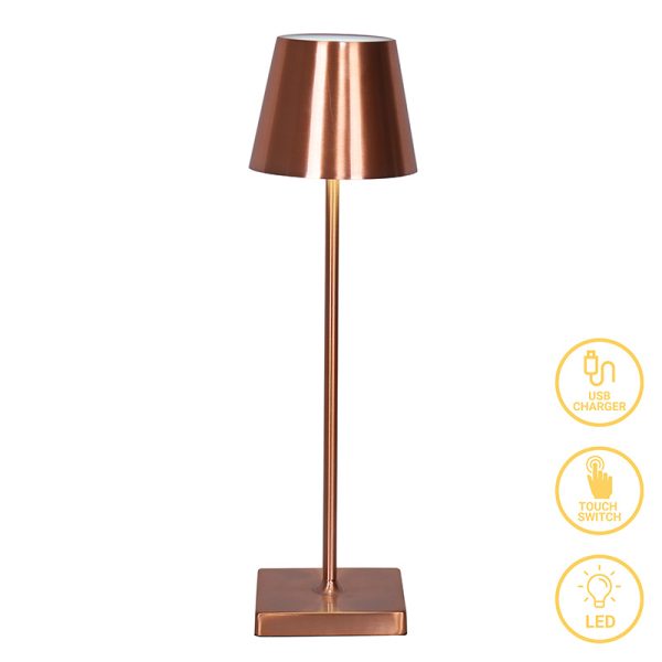 009 000109 6 Brave pakoworld LED touch table lamp rechargeable rose gold D10x35cmLighting > Table