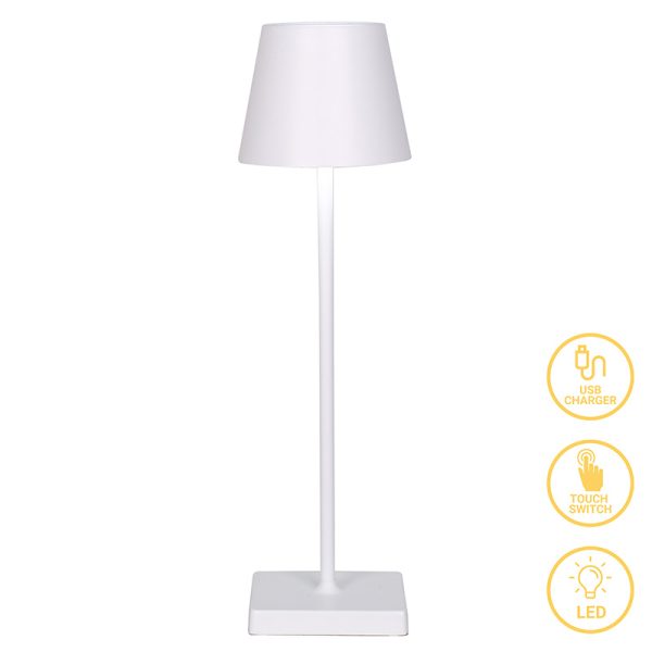 009 000110 7 Brave pakoworld LED touch table lamp rechargeable white D10x35cmLighting > Table