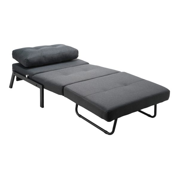 024 000039 2 3 Armchair-bed Fancy pakoworld fabric in anthracite shade and black metal leg 95x98x70cmIndoor furniture > Armchair bed