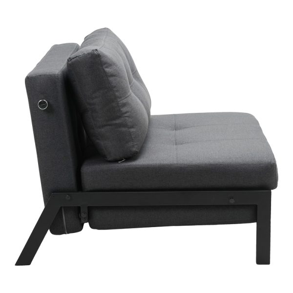 024 000039 3 3 Armchair-bed Fancy pakoworld fabric in anthracite shade and black metal leg 95x98x70cmIndoor furniture > Armchair bed