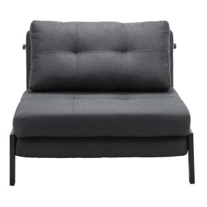 024 000039 4 3 Armchair-bed Fancy pakoworld fabric in anthracite shade and black metal leg 95x98x70cmIndoor furniture > Armchair bed