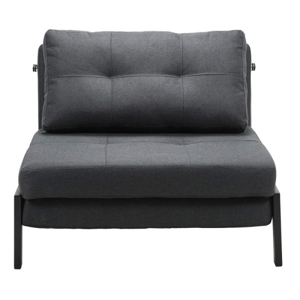 024 000039 4 3 Armchair-bed Fancy pakoworld fabric in anthracite shade and black metal leg 95x98x70cmIndoor furniture > Armchair bed