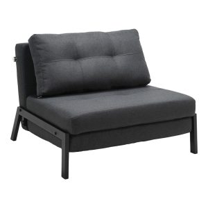 024 000039 6 Armchair-bed Fancy pakoworld fabric in anthracite shade and black metal leg 95x98x70cmIndoor furniture > Armchair bed