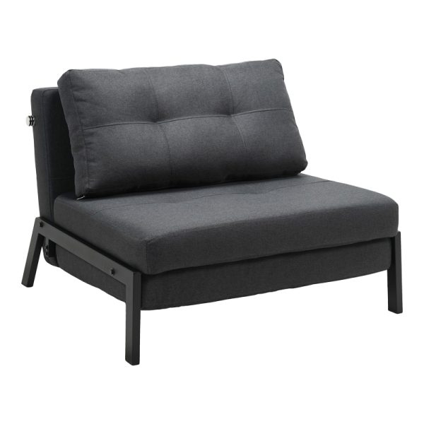 024 000039 6 Armchair-bed Fancy pakoworld fabric in anthracite shade and black metal leg 95x98x70cmIndoor furniture > Armchair bed