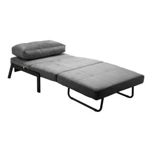 024 000040 2 3 Armchair-bed Fancy pakoworld velvet in anthracite shade and black metal leg 95x98x70cmIndoor furniture > Armchair bed