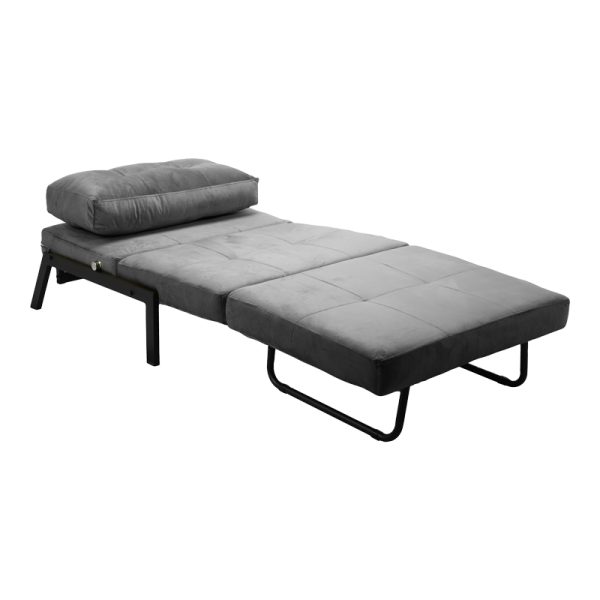 024 000040 2 3 Armchair-bed Fancy pakoworld velvet in anthracite shade and black metal leg 95x98x70cmIndoor furniture > Armchair bed