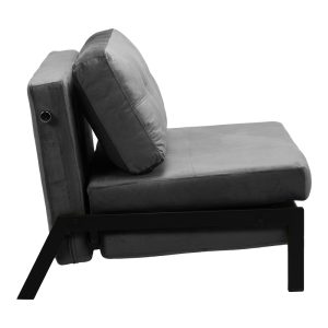 024 000040 3 3 Armchair-bed Fancy pakoworld velvet in anthracite shade and black metal leg 95x98x70cmIndoor furniture > Armchair bed