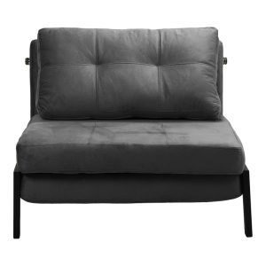 024 000040 4 3 Armchair-bed Fancy pakoworld velvet in anthracite shade and black metal leg 95x98x70cmIndoor furniture > Armchair bed