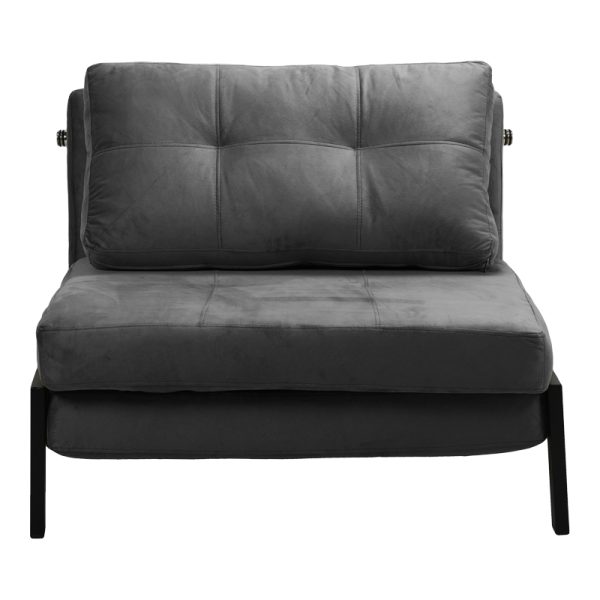 024 000040 4 3 Armchair-bed Fancy pakoworld velvet in anthracite shade and black metal leg 95x98x70cmIndoor furniture > Armchair bed