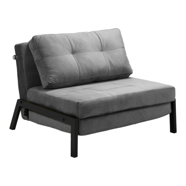 024 000040 6 Armchair-bed Fancy pakoworld velvet in anthracite shade and black metal leg 95x98x70cmIndoor furniture > Armchair bed