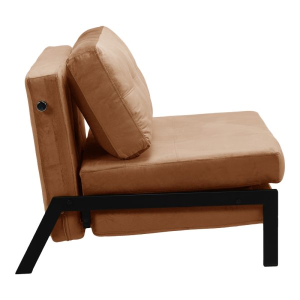 024 000041 3 4 Armchair-bed Fancy pakoworld velvet in rotten apple shade and black metal leg 95x98x70cmIndoor furniture > Armchair bed
